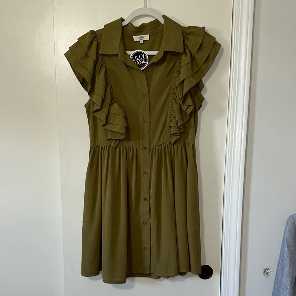 Entro Mini Olive Ruffle Dress